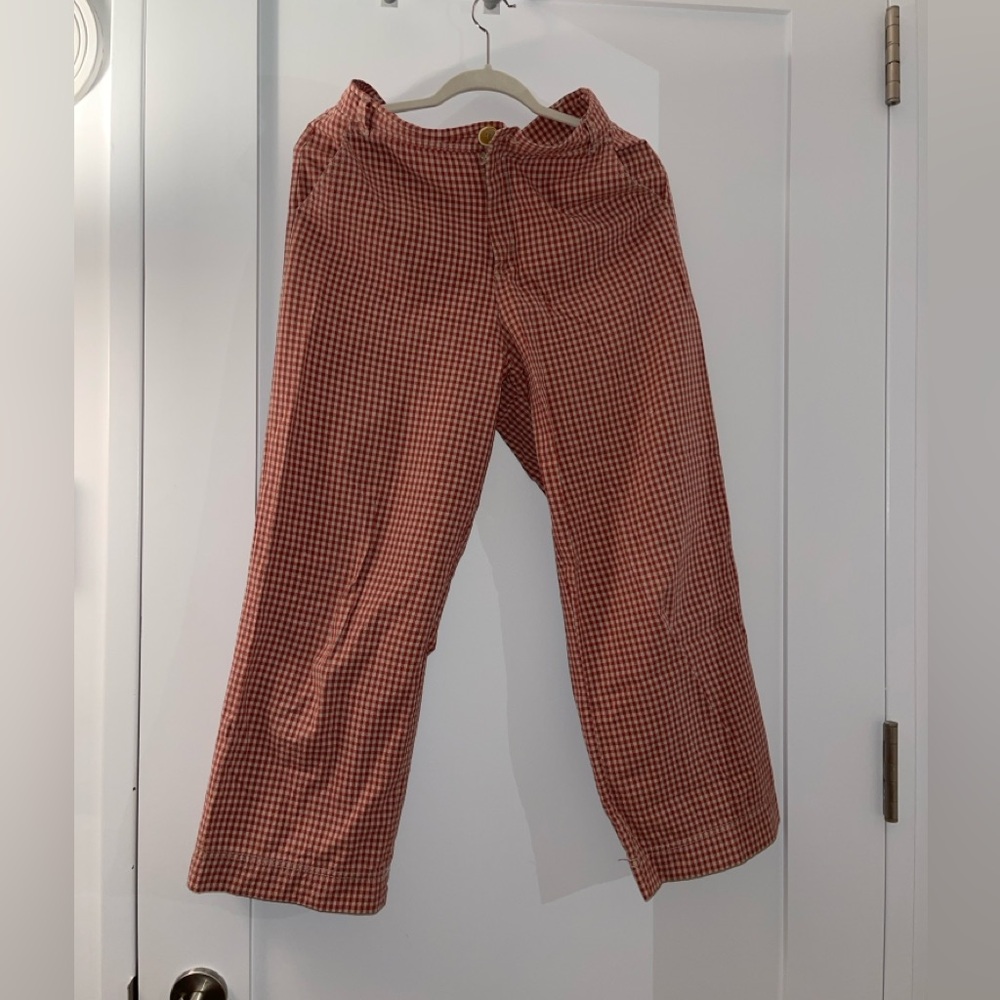 Zara Orange Gingham Trousers Size M — Bold Print Statement Pants Summer